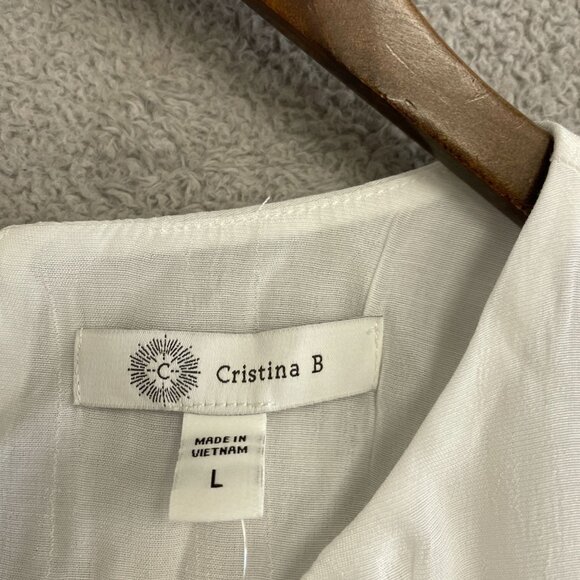 NEW Cristina B Women's L White Sleeveless Layered Blouse Viscose & Polyester - Picture 5 of 10